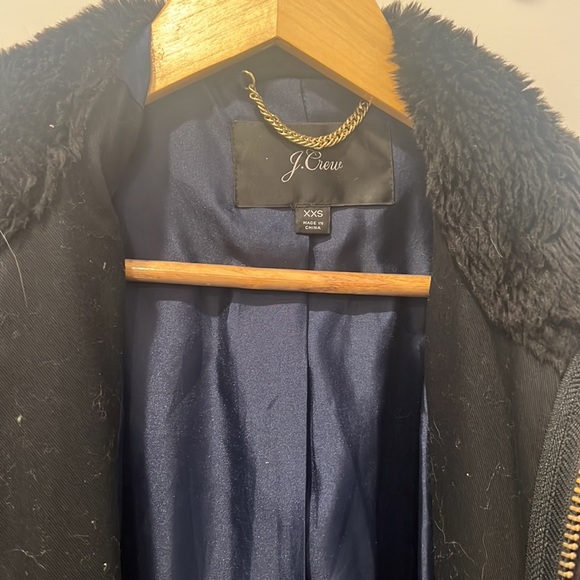 Black faux fur j crew jacket - Picture 2 of 3